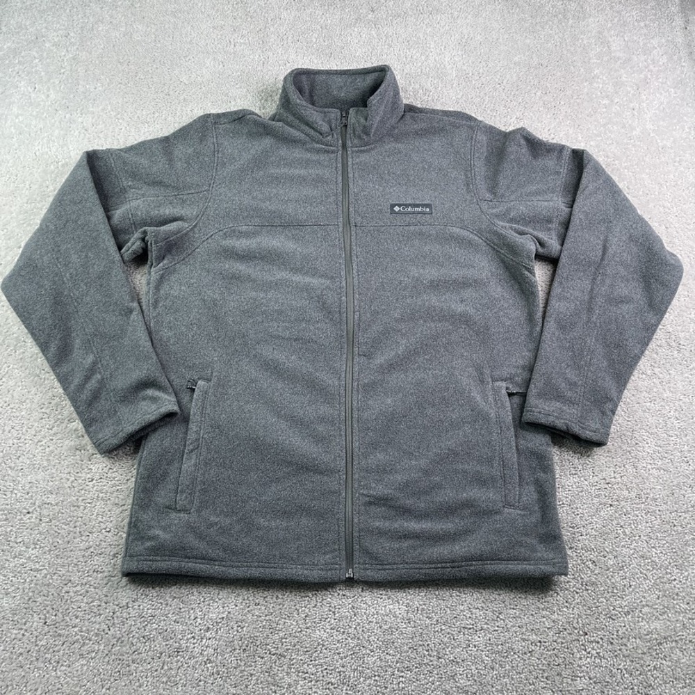 Columbia Jacket Mens Medium Grey Fleece Basin Trail III Full Zip Coat Outdoors